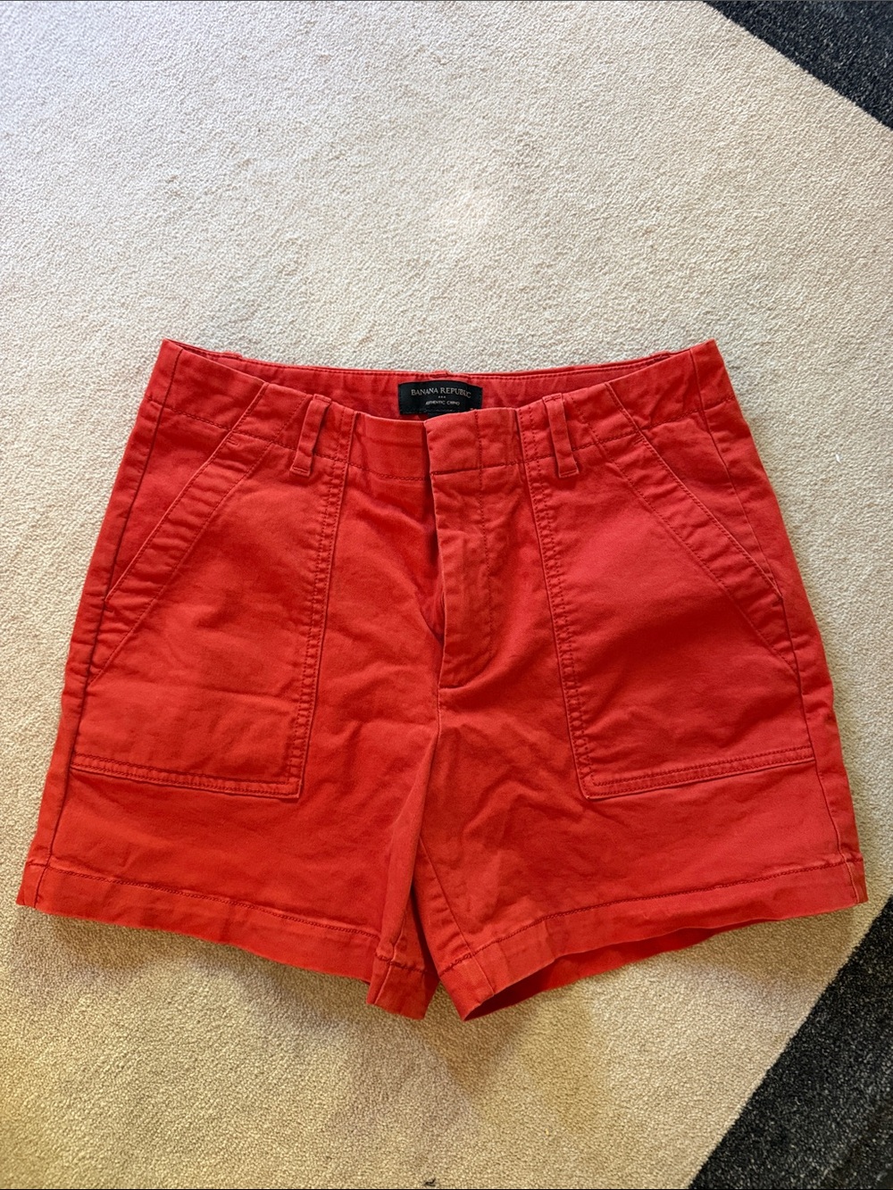 Banana Republic Bright Red High-Waist Patch Pocket Shorts